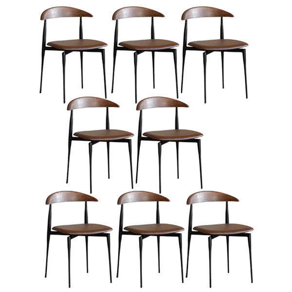 Industrial Metal Kitchen Dining Side Chair Faux Leather Side Chair