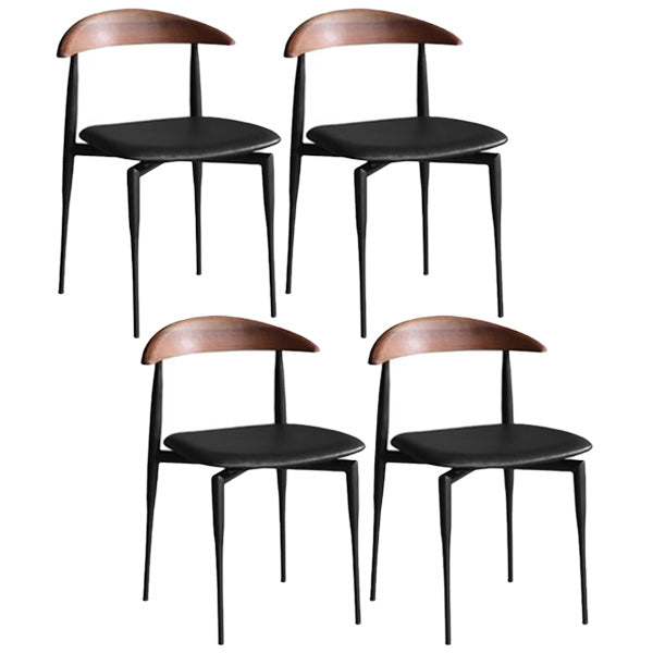 Industrial Metal Kitchen Dining Side Chair Faux Leather Side Chair