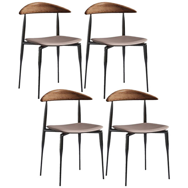 Industrial Metal Kitchen Dining Side Chair Faux Leather Side Chair