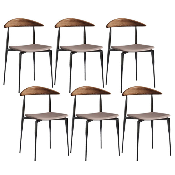 Industrial Metal Kitchen Dining Side Chair Faux Leather Side Chair