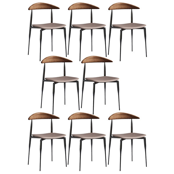 Industrial Metal Kitchen Dining Side Chair Faux Leather Side Chair