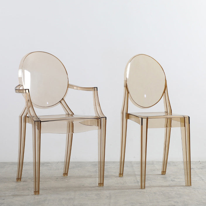 Indoor Plastic Dining Armless Chair King Louis Back Side Chair