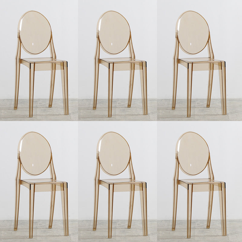 Indoor Plastic Dining Armless Chair King Louis Back Side Chair