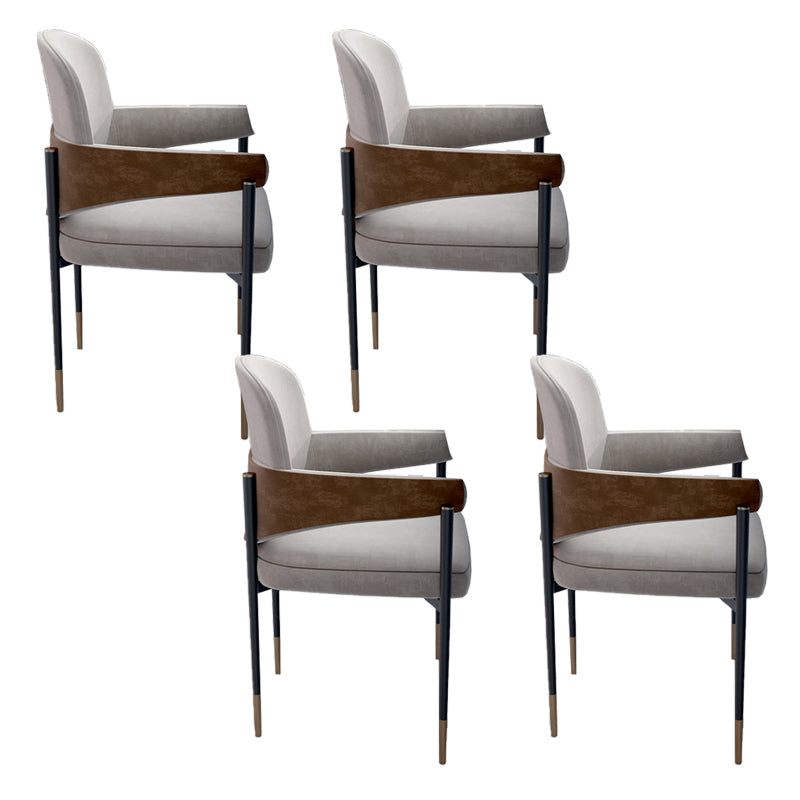 Metal Dining Room Chair Faux Leather Armless Dining Accent Chair