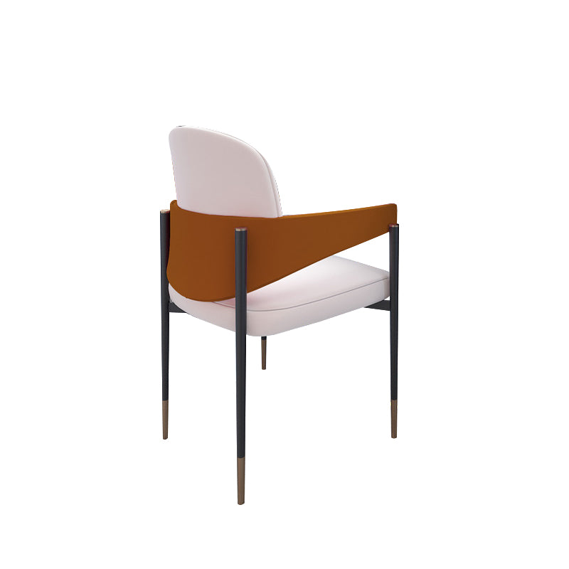 Metal Dining Room Chair Faux Leather Armless Dining Accent Chair