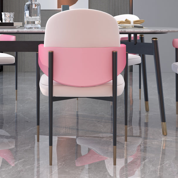 Metal Dining Room Chair Faux Leather Armless Dining Accent Chair