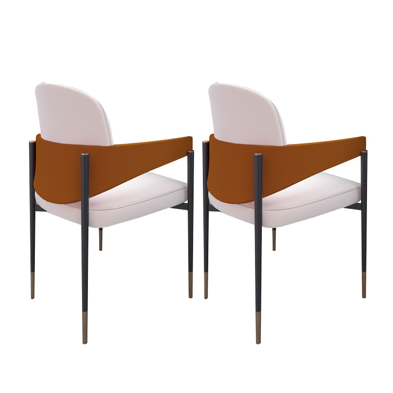 Metal Dining Room Chair Faux Leather Armless Dining Accent Chair