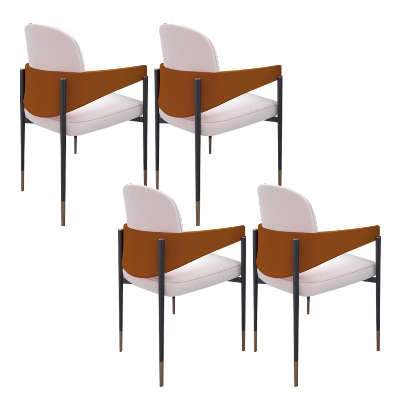 Metal Dining Room Chair Faux Leather Armless Dining Accent Chair