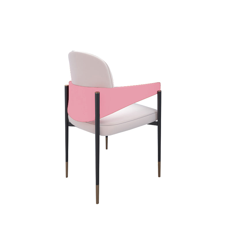 Metal Dining Room Chair Faux Leather Armless Dining Accent Chair