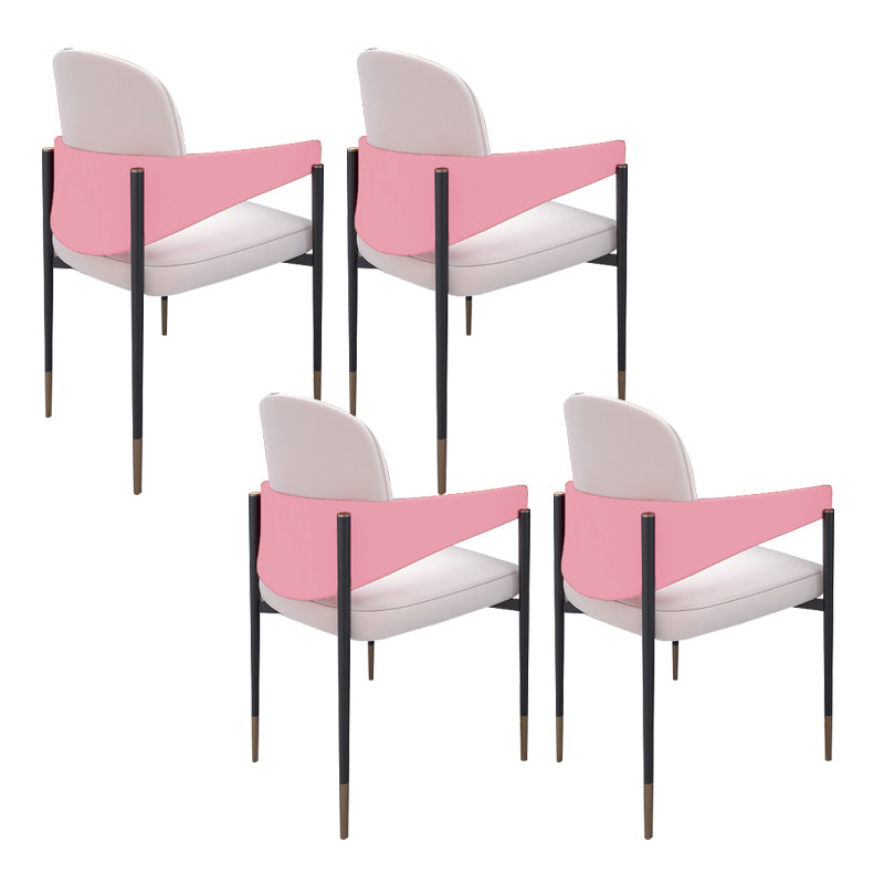 Metal Dining Room Chair Faux Leather Armless Dining Accent Chair