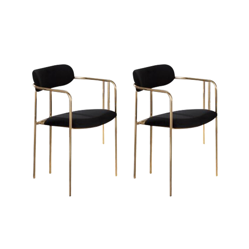 Glam Dining Arm Chair Velvet Dining Room Gold Legs Side Chair