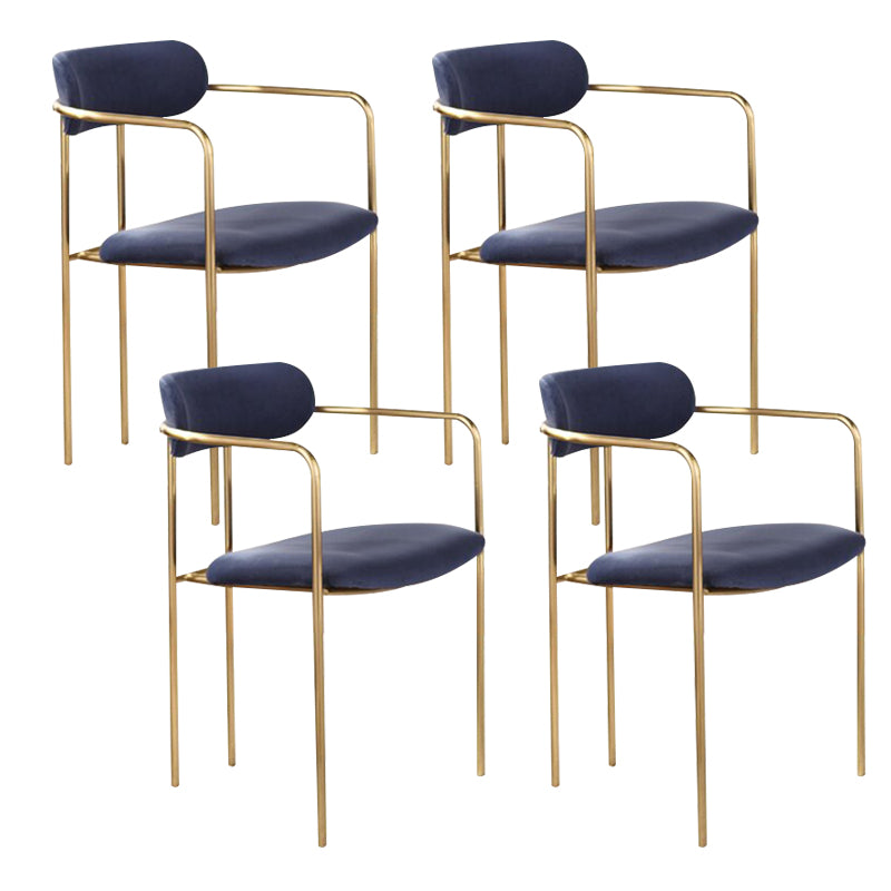 Glam Dining Arm Chair Velvet Dining Room Gold Legs Side Chair