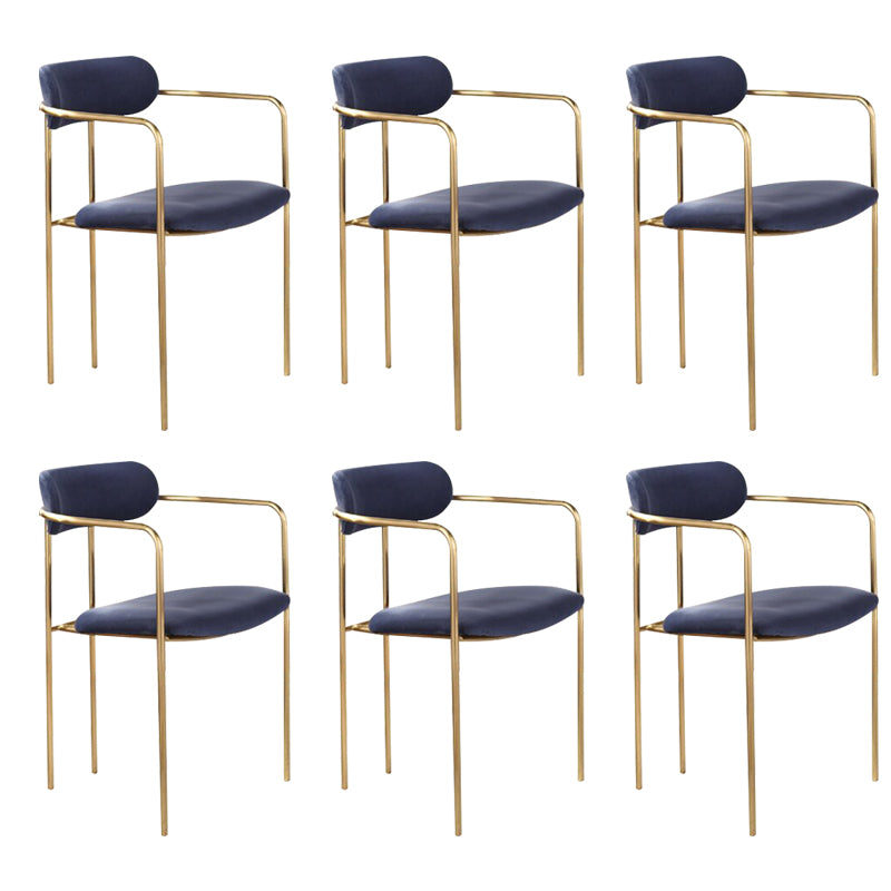 Glam Dining Arm Chair Velvet Dining Room Gold Legs Side Chair