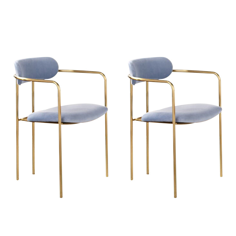 Glam Dining Arm Chair Velvet Dining Room Gold Legs Side Chair