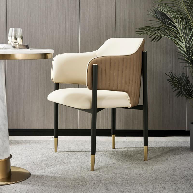Metal Black Legs Dining Chair Dining Room Arm Chair with Upholstered