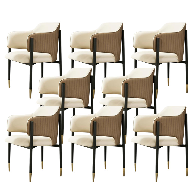 Metal Black Legs Dining Chair Dining Room Arm Chair with Upholstered