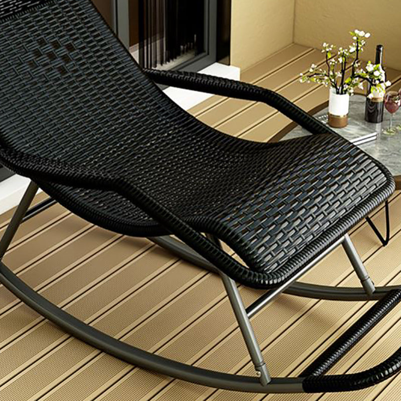 Modern Recliner Chair Color Block Rattan Rocker Chair with Dark Legs