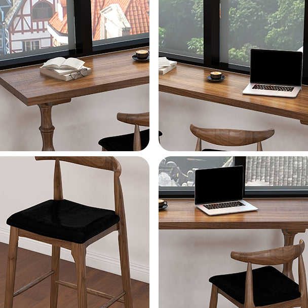 Brown 1/2/3 Pieces Pub Dining Set Solid Wood Table and Stool Set