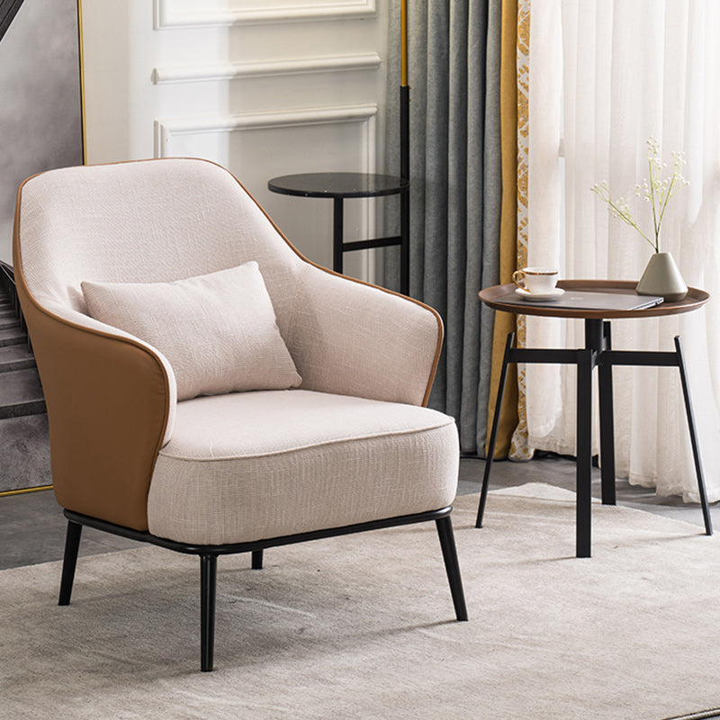 Modern Armchair Solid Color Pillow Back Basic Four Legs Chair