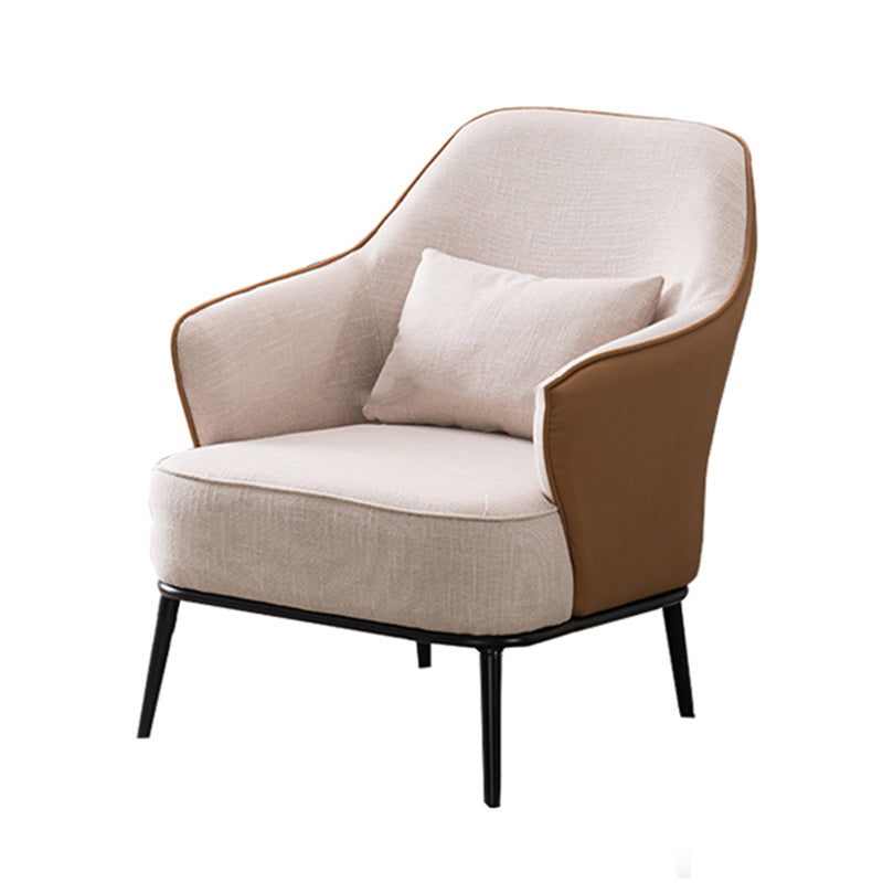 Modern Armchair Solid Color Pillow Back Basic Four Legs Chair
