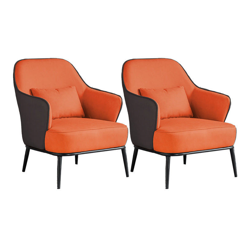 Modern Armchair Solid Color Pillow Back Basic Four Legs Chair