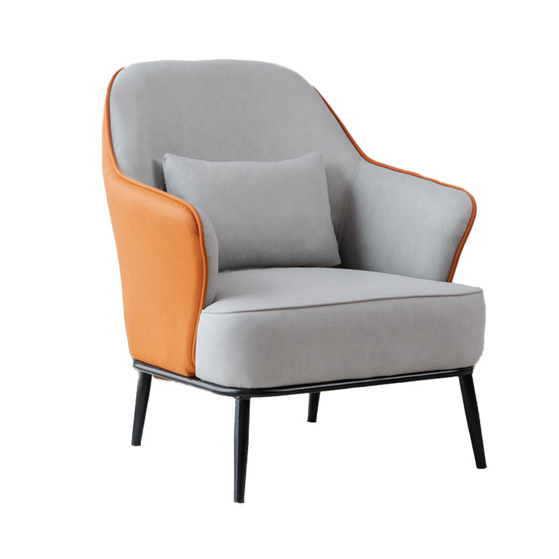 Modern Armchair Solid Color Pillow Back Basic Four Legs Chair