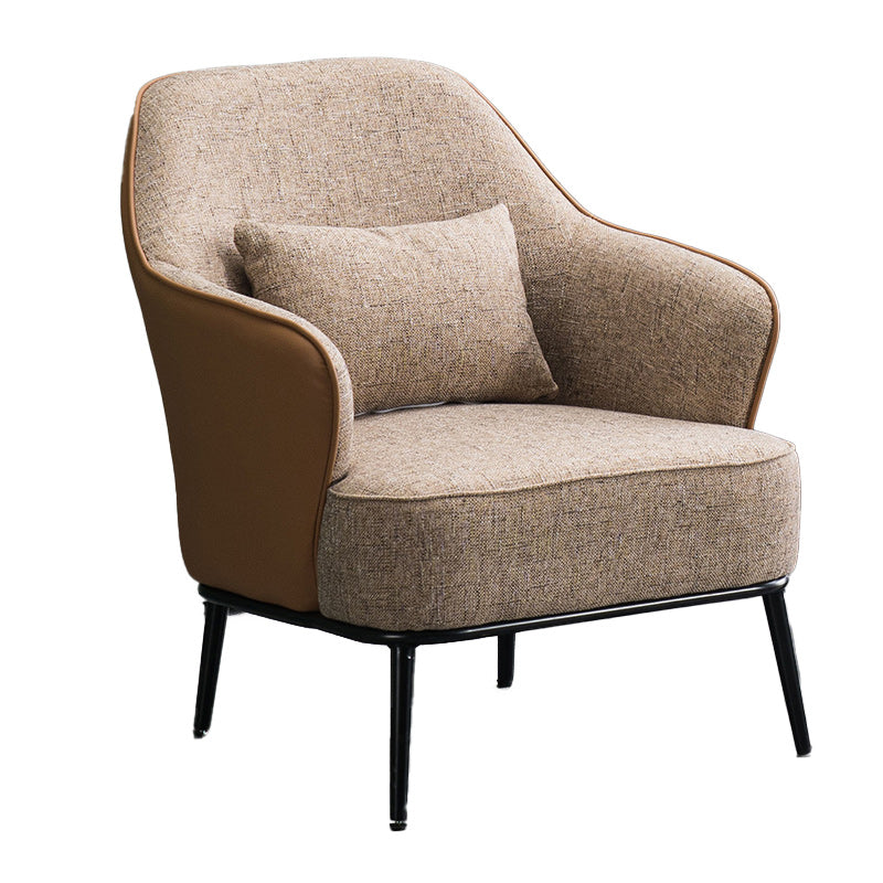 Modern Armchair Solid Color Pillow Back Basic Four Legs Chair