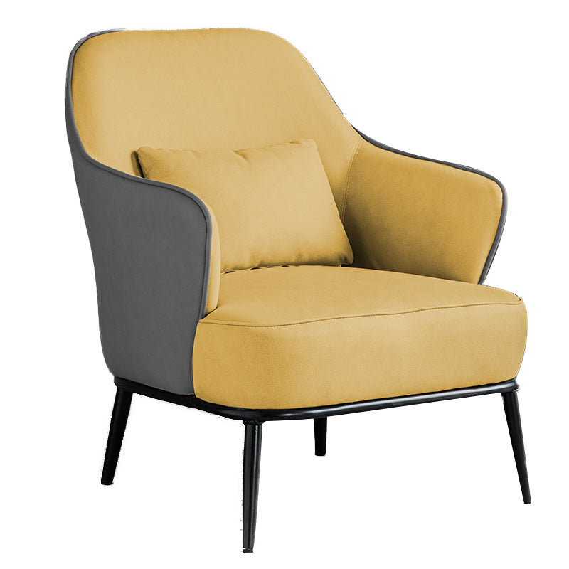 Modern Armchair Solid Color Pillow Back Basic Four Legs Chair