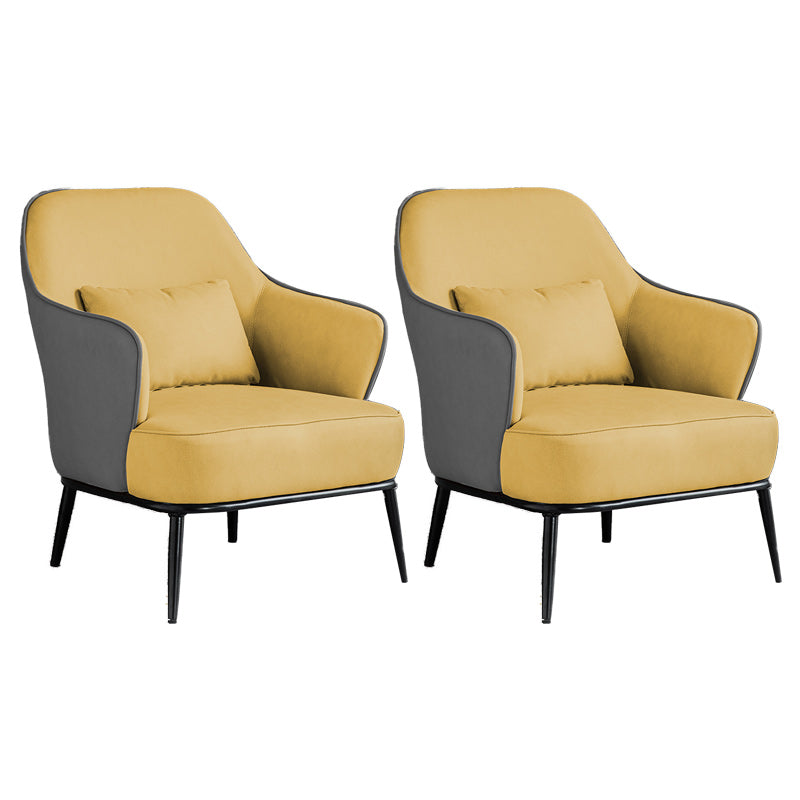Modern Armchair Solid Color Pillow Back Basic Four Legs Chair