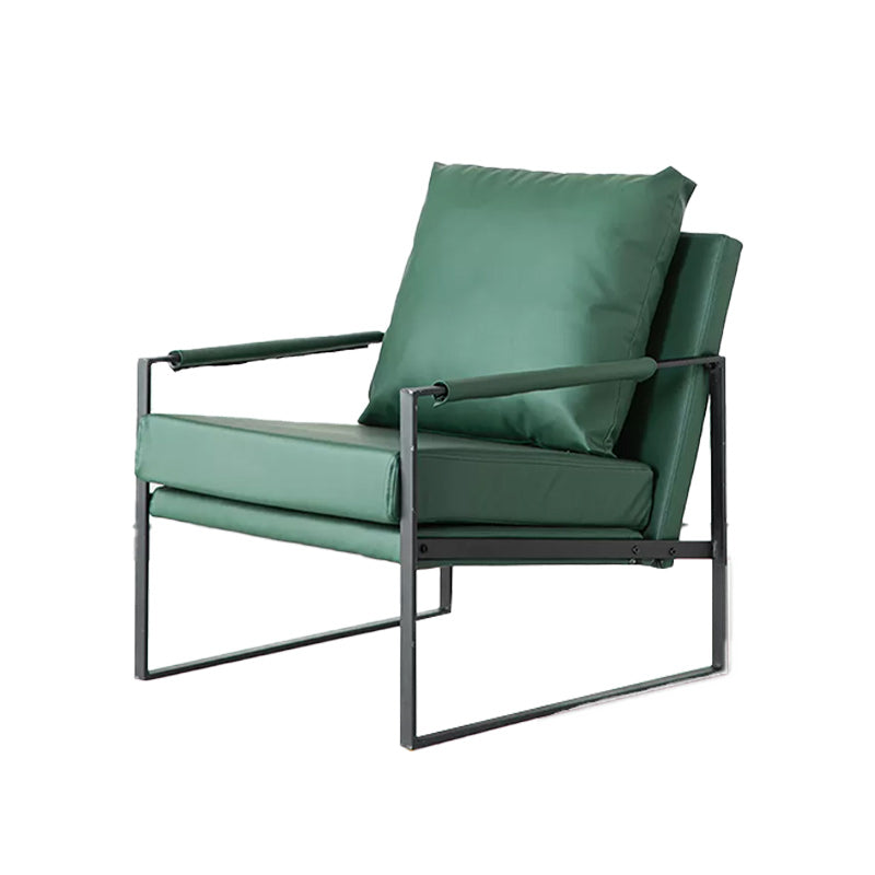Modern Arm Chair Living Room Pillow Back Square Arms Leather Accent Chair