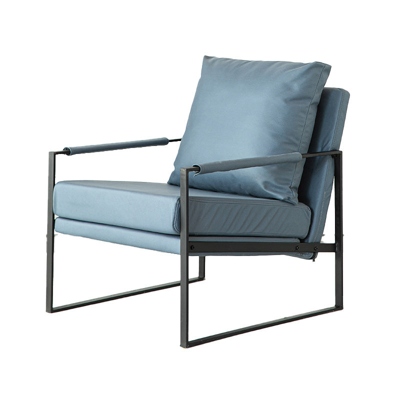 Modern Arm Chair Living Room Pillow Back Square Arms Leather Accent Chair