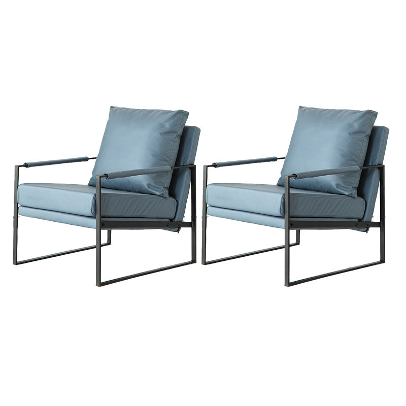 Modern Arm Chair Living Room Pillow Back Square Arms Leather Accent Chair