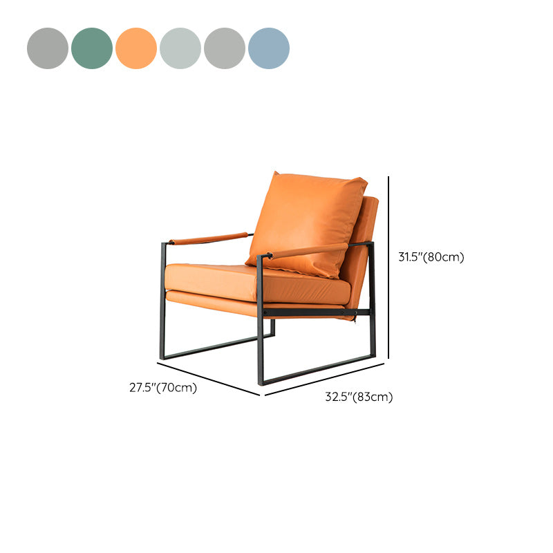 Modern Arm Chair Living Room Pillow Back Square Arms Leather Accent Chair