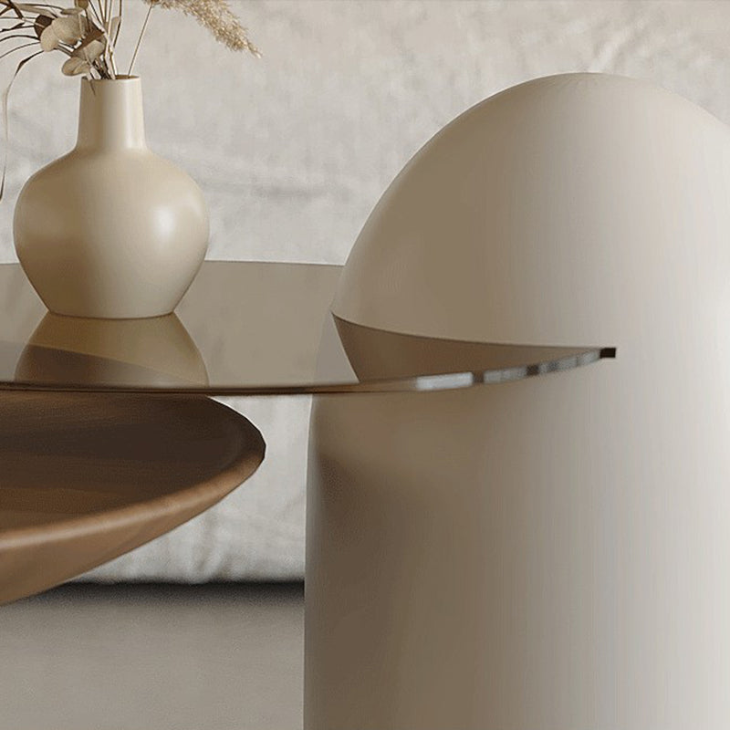 Modern Wood Coffee Table Round Nesting Coffee Table Set for Living Room