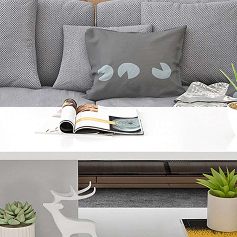 Rectangular 1 - Shelf Coffee Table with Casters Contemporary 15" H 1 Single Cocktail Table