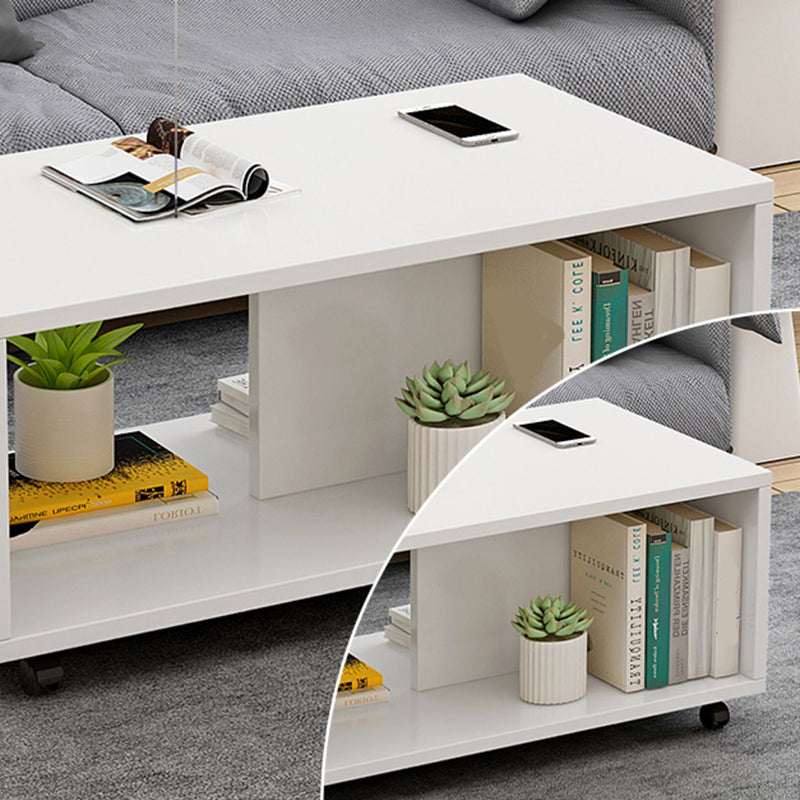 Rectangular 1 - Shelf Coffee Table with Casters Contemporary 15" H 1 Single Cocktail Table