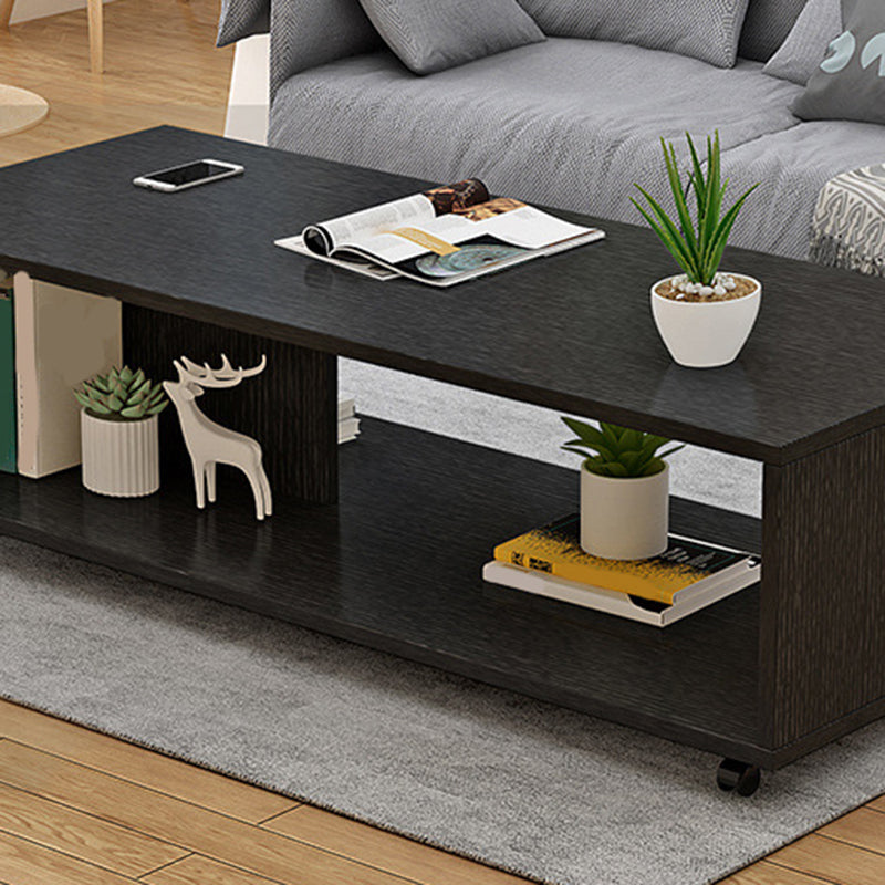 Rectangular 1 - Shelf Coffee Table with Casters Contemporary 15" H 1 Single Cocktail Table