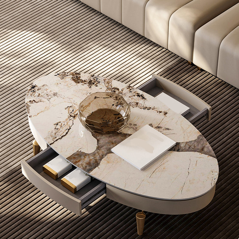 17"H Glam Coffee Table Slate Single Coffee Cocktail Table with Storage