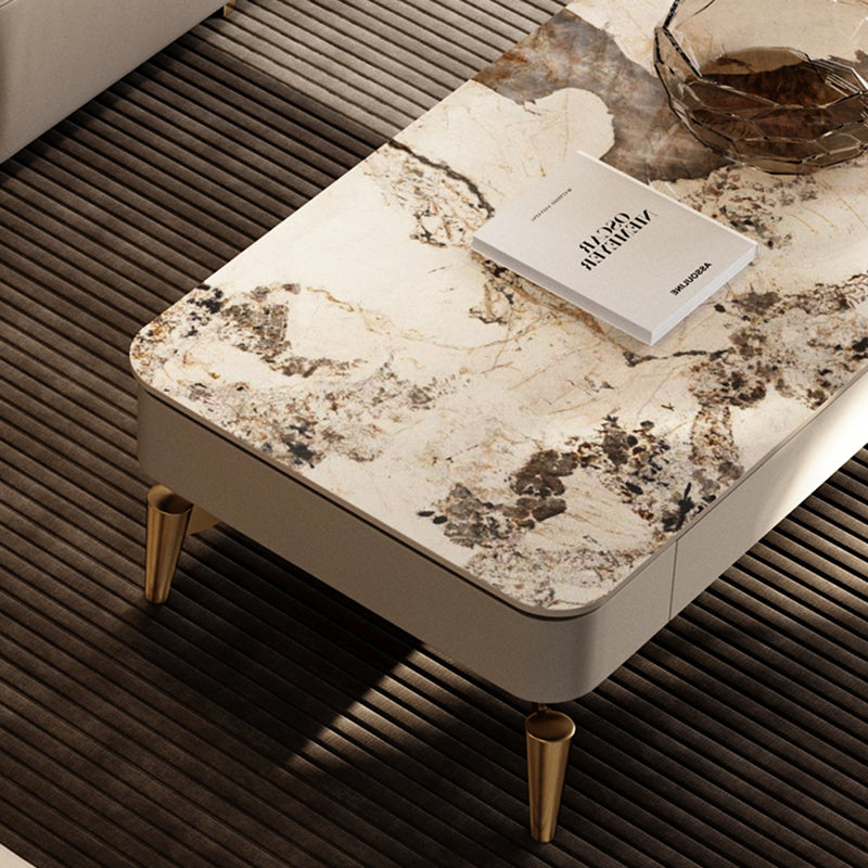 17"H Glam Coffee Table Slate Single Coffee Cocktail Table with Storage