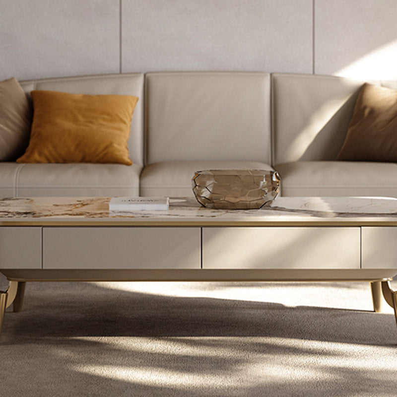 17"H Glam Coffee Table Slate Single Coffee Cocktail Table with Storage