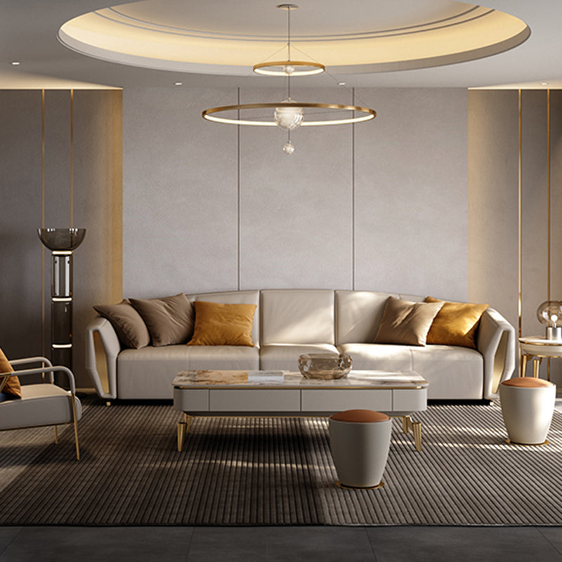 17"H Glam Coffee Table Slate Single Coffee Cocktail Table with Storage