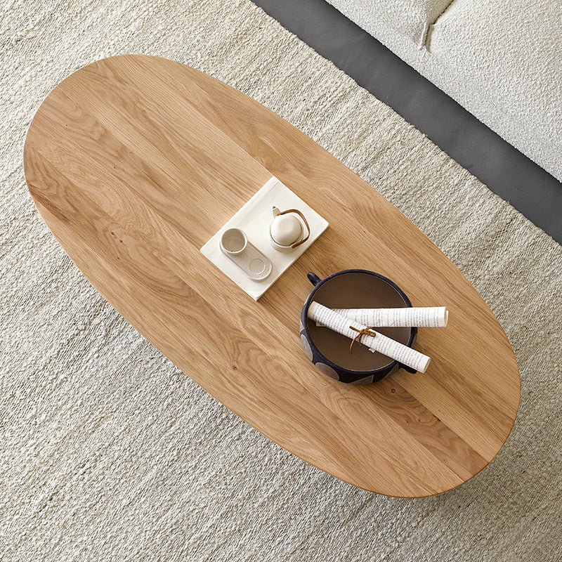 Modern Solid Wood Coffee Table Oval Sled Coffee Table for Living Room