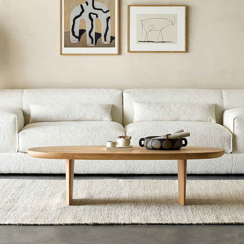 Modern Solid Wood Coffee Table Oval Sled Coffee Table for Living Room