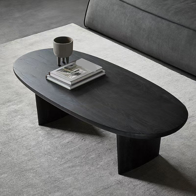 Modern Solid Wood Coffee Table Oval Sled Coffee Table for Living Room