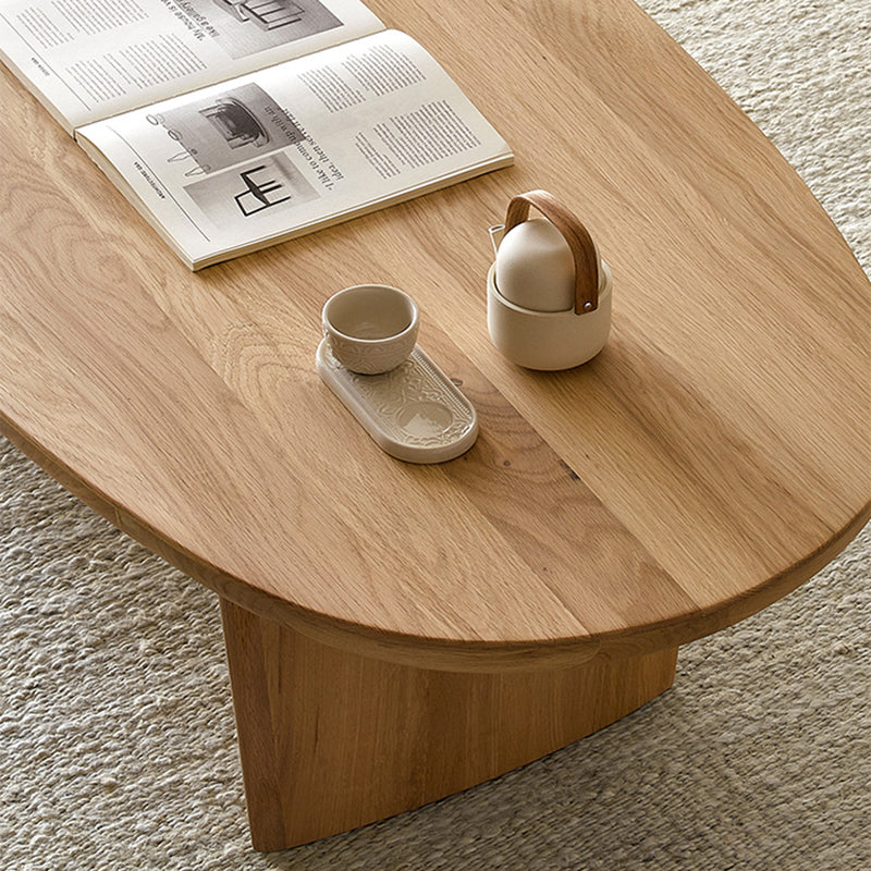Modern Solid Wood Coffee Table Oval Sled Coffee Table for Living Room