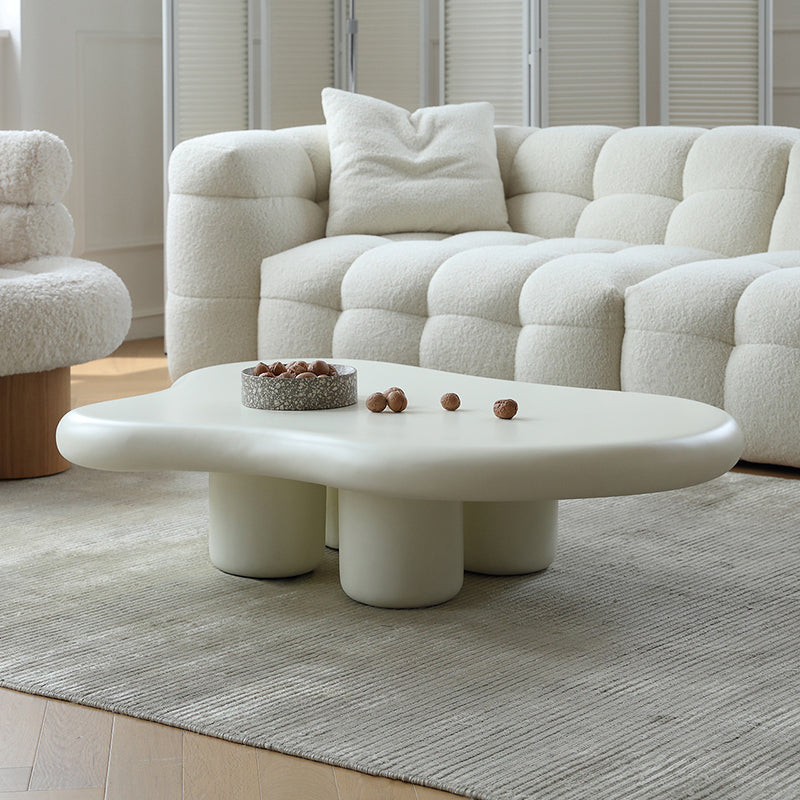 14"H Contemporary Coffee Table White Single Coffee Cocktail Table