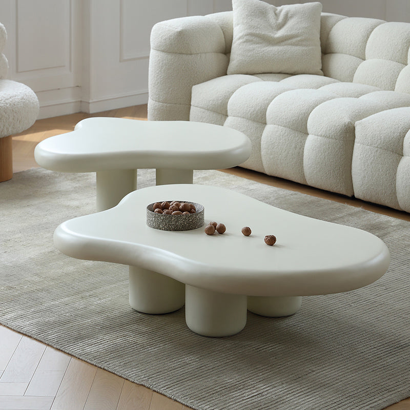 14"H Contemporary Coffee Table White Single Coffee Cocktail Table