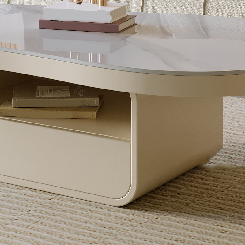 1 - Drawer and 1 - Shelf Coffee Cocktail Table Solid Wood Pedestal Coffee Table