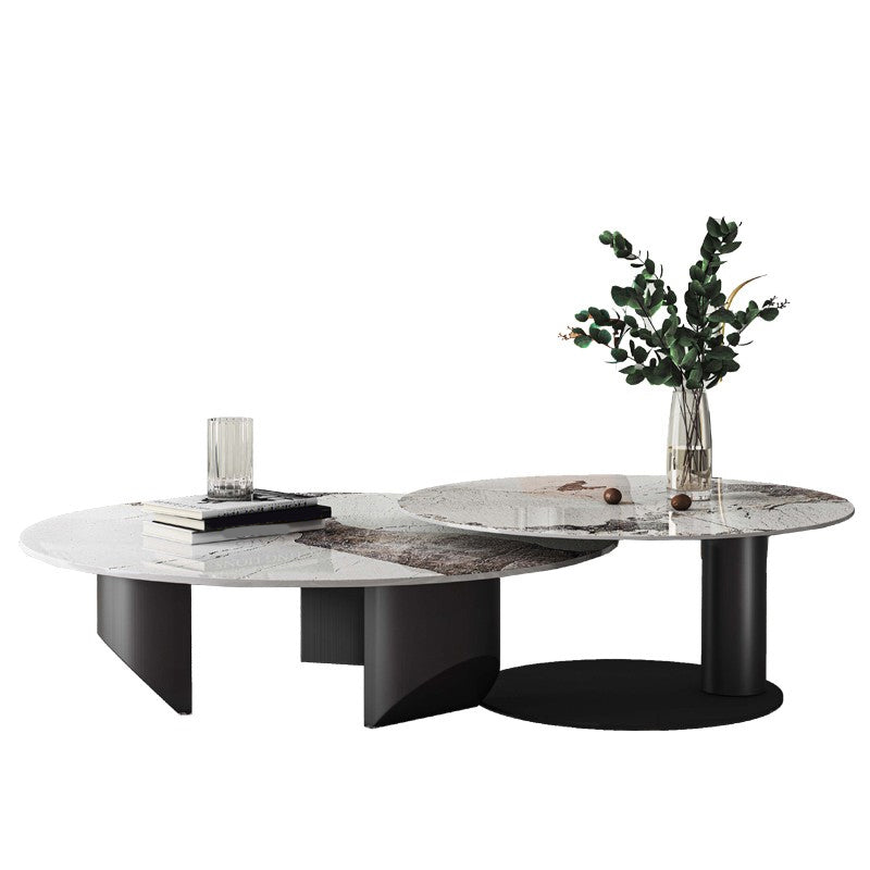 Slate Round Modern Coffee Table No Distressing Coffee Table Set