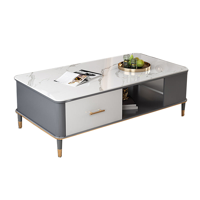 17"H Glam Coffee Table Rectangular Coffee Cocktail Table with Drawer